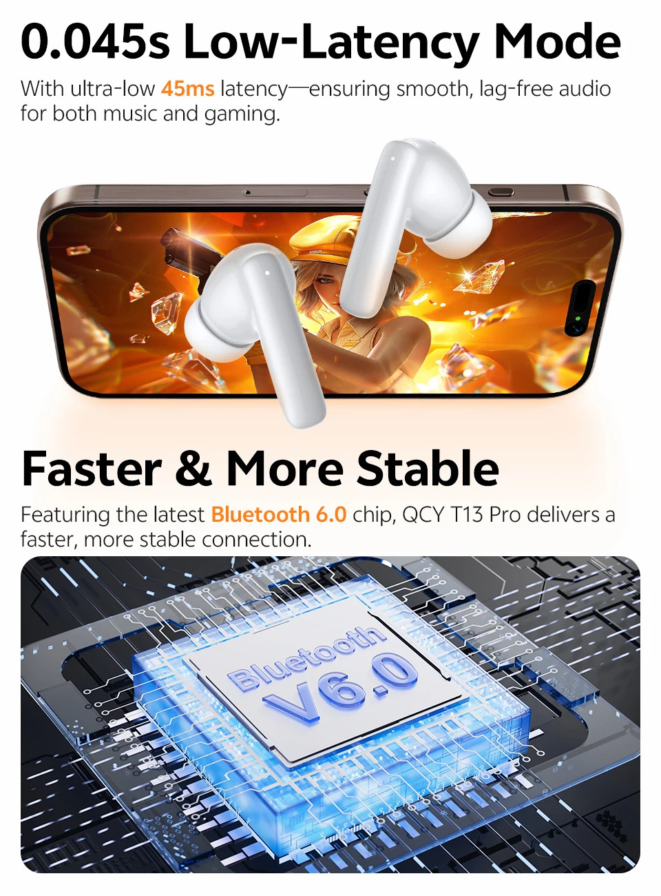 TWS-наушники QCY T13 Pro с интеллектуальным шумоподавлением и длительным временем работы